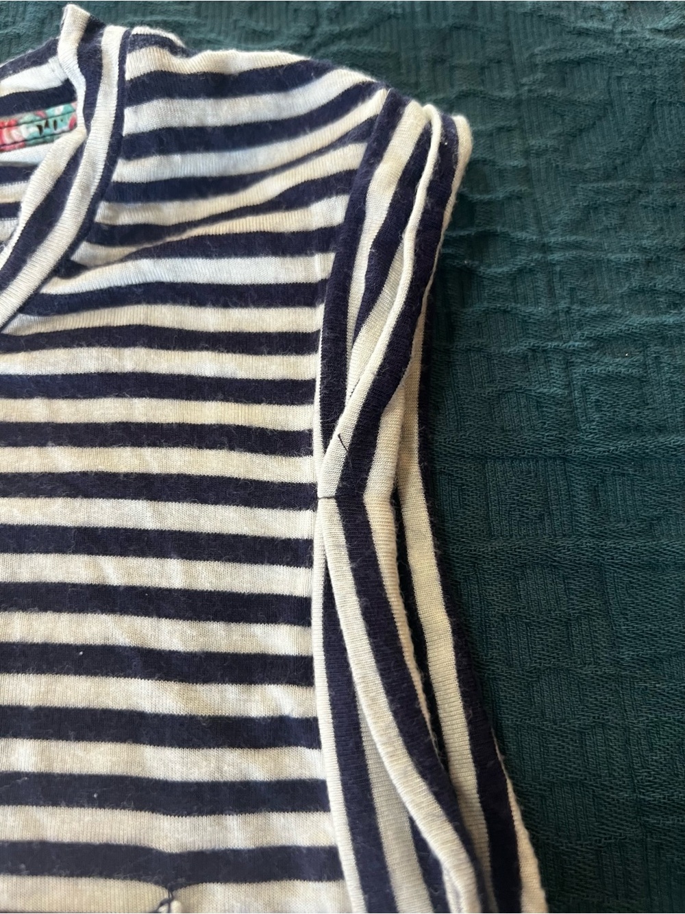 Pink Rose Casual Sleeveless Blue White Striped Crewneck Pocket Tee Tank Shirt-M - Picture 7 of 15